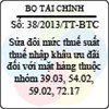 Thông tư 38/2013/TT-BTC