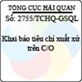 Công văn 2755/TCHQ-GSQL