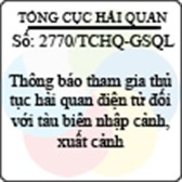 Công văn 2770/TCHQ-GSQL