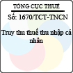 Công văn 1670/TCT-TNCN