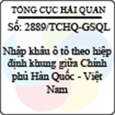 Công văn 2889/TCHQ-GSQL