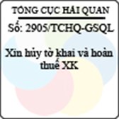 Công văn 2905/TCHQ-GSQL