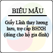 Giấy Lĩnh thay lương hưu, trợ cấp BHXH