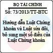 Thông tư 73/2013/TT-BTC