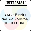 Mẫu số 10-LĐTL: Bảng trích nộp các khoản theo lương