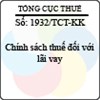 Công văn 1932/TCT-KK