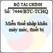 Công văn 7444/BTC-TCHQ