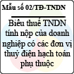 Mẫu số 02/TĐ-TNDN: Biểu thuế thu nhập doanh nghiệp tính nộp của doanh nghiệp có các đơn vị thủy điện hạch toán phụ thuộc