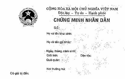 Chứng minh thư - mặt trước