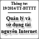 Thông tư 19/2014/TT-BTTTT quy định về quản lý và sử dụng tài nguyên Internet