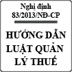 Nghị định 83/2013/NĐ-CP hướng dẫn Luật quản lý thuế