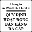 Thông tư quy định lệ phí cấp Giấy chứng nhận đăng ký hoạt động bán hàng đa cấp số 197/2014/TT-BTC