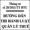 Thông tư hướng dẫn thi hành luật quản lý thuế số 28/2011/TT-BTC