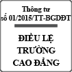 Thông tư ban hành điều lệ trường cao đẳng số 01/2015/TT-BGDĐT