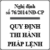 Nghị định thi hành pháp lệnh về sử dụng vũ khí số 76/2014/NĐ-CP