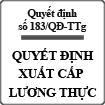 Quyết định xuất cấp lương thực số 183/QĐ-TTg