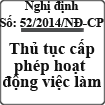 Nghị định về thủ tục cấp phép dịch vụ hoạt động việc làm số 52/2014/NĐ-CP