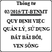 Thông tư quy định và quản lý sử dụng đất bãi bồi, ven sông số 02/2015/TT-BTNMT