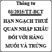 Thông tư về hạn ngạch thuế quan nhập khẩu với hàng muối và trứng gia cầm số 03/2015/TT-BCT