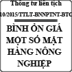 Thông tư liên tịch về việc bình ổn giá hàng nông nghiệp số 10/2015/TTLT-BNNPTNT-BTC