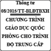 Thông tư về chương trình giáo dục quốc phòng cho trình độ trung cấp nghề số 08/2015/TT-BLĐTBXH