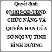 Quyết định ban hành quy định chức năng, quyền hạn của Sở nội vụ tỉnh Bình Dương số 07/2015/QĐ-UBND