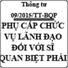 Thông tư hướng dẫn thực hiện chế độ phụ cấp chức vụ lãnh đạo đối với sĩ quan biệt phái số 09/2015/TT-BQP