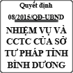 Quyết định ban hành quy định chức năng, quyền hạn của Sở Tư pháp tỉnh Bình Dương số 08/2015/QĐ-UBND