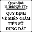 Quyết định về miễn, giảm tiền sử dụng đất số 11/2015/QĐ-TTg