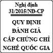 Nghị định quy định việc đánh giá cấp chứng chỉ kỹ năng nghề quốc gia số 31/2015/NĐ-CP