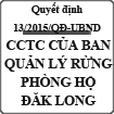 Quyết định ban hành quy định cơ cấu tổ chức của ban quản lý rừng phòng hộ Đăk Long số 13/2015/QĐ-UBND