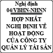 Nghị định về việc thành lập, tổ chức và hoạt động của Công ty quản lý tài sản số 04/VBHN-NHNN