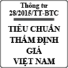 Thông tư ban hành tiêu chuẩn thẩm định giá Việt Nam số 28/2015/TT-BTC