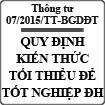 Thông tư quy định về kiến thức tối thiểu để tốt nghiệp đại học số 07/2015/TT-BGDĐT