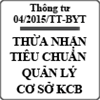 Thông tư quy định thừa nhận tiêu chuẩn quản lý cơ sở khám, chữa bệnh số 04/2015/TT-BYT