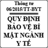 Thông tư quy định công tác bảo vệ bí mật nhà nước trong ngành y tế số 06/2015/TT-BYT