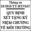 Thông tư quy định xét tặng Kỷ niệm chương "Vì sự nghiệp tài nguyên và môi trường" số 18/2015/TT-BTNMT