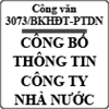 Công văn về việc hướng dẫn công bố thông tin công ty nhà nước số 3073/BKHĐT-PTDN