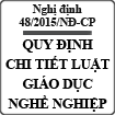 Nghị định quy định chi tiết một số điều của Luật giáo dục nghề nghiệp số 48/2015/NĐ-CP