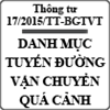 Thông tư về tuyến đường vận chuyển quá cảnh hàng hóa qua lãnh thổ Việt Nam số 17/2015/TT-BGTVT
