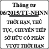 Thông tư quy định thủ tục chuyển tiếp cổ phần vượt thời hạn số 06/2015/TT-NHNN