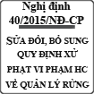 Nghị định sửa đổi, bổ sung quy định xử phạt vi phạm hành chính về quản lý rừng số 40/2015/NĐ-CP