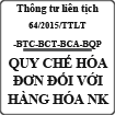 Thông tư liên tịch quy định chế độ hóa đơn đối với hàng hóa nhập khẩu số 64/2015/TTLT-BTC-BCT-BCA-BQP