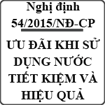 Nghị định quy định về ưu đãi đối với hoạt động sử dụng nước tiết kiệm hiệu quả số 54/2015/NĐ-CP