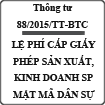 Thông tư về lệ phí cấp giấy chứng nhận hợp chuẩn sản phẩm mật mã dân sự số 88/2015/TT-BTC