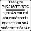 Thông tư về dự toán bồi thường tái định cư khi nhà nước thu hồi đất số 74/2015/TT-BTC