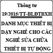 Thông tư ban hành danh mục dạy nghề cho các nghề sửa chữa thiết bị tự động hóa số 19/2015/TT-BLĐTBXH