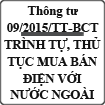 Thông tư quy định trình tự, thủ tục mua bán điện với nước ngoài số 09/2015/TT-BCT