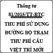 Thông tư quy định mức thu phí sử dụng đường bộ trạm thu phí cầu Việt Trì mới số 81/2015/TT-BTC