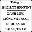 Thông tư về các giống vật nuôi được sản xuất, kinh doanh tại Việt Nam số 25/2015/TT-BNNPTN